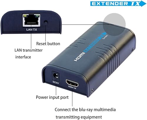 Miniatura 2 de LKV373A 1080P Extensor HDMI de 365 pies/393.7 ft sobre una sola red Ethernet Cat5/Cat6/Cat7 y router/conmutador LAN para HD STB, DVD, PS3, etc.