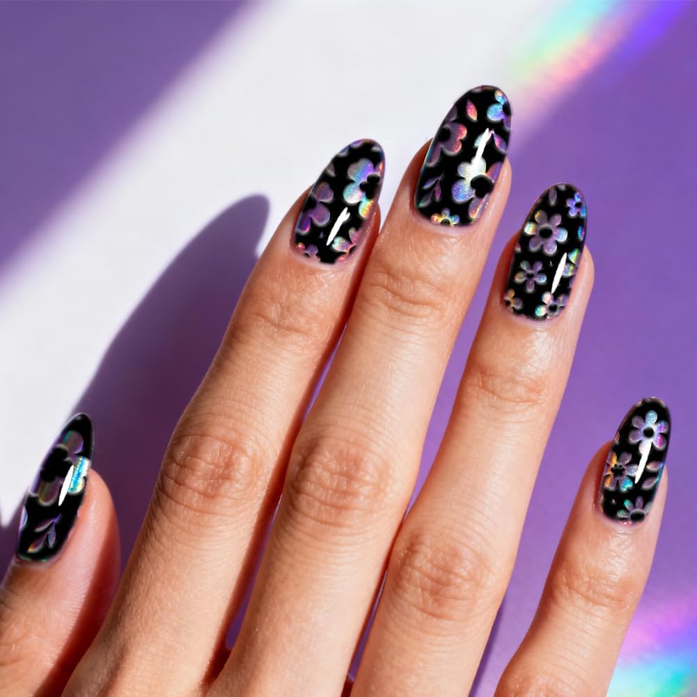 PH PandaHall 4pcs Flower Nail Stamping Plates Rose Floral Nail Art Templates Tropical Leaf Manicure Stencils Butterfly Nails Art Plate Nails Design Stamper for Women Manicures Salon Printing Decor