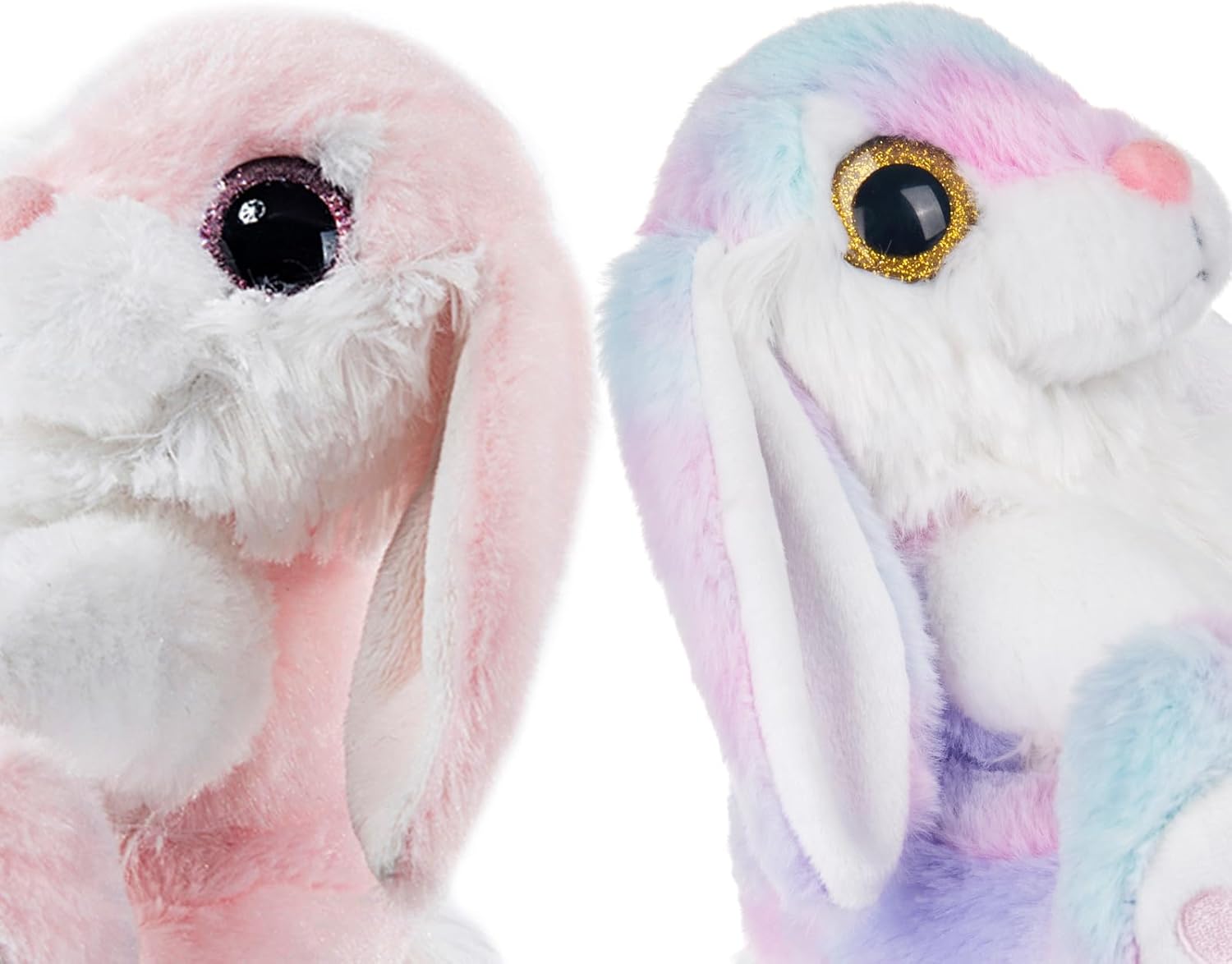 My OLi 2 Pack Easter Bunny Stuffed Animals 7 Inch Small Stuffed Bunny Soft Plush Rabbit Toys with Floppy Ears Bedtime Friend Soft Toy Easter Gifts for Kids Girls & Boys, Pink & Rainbow