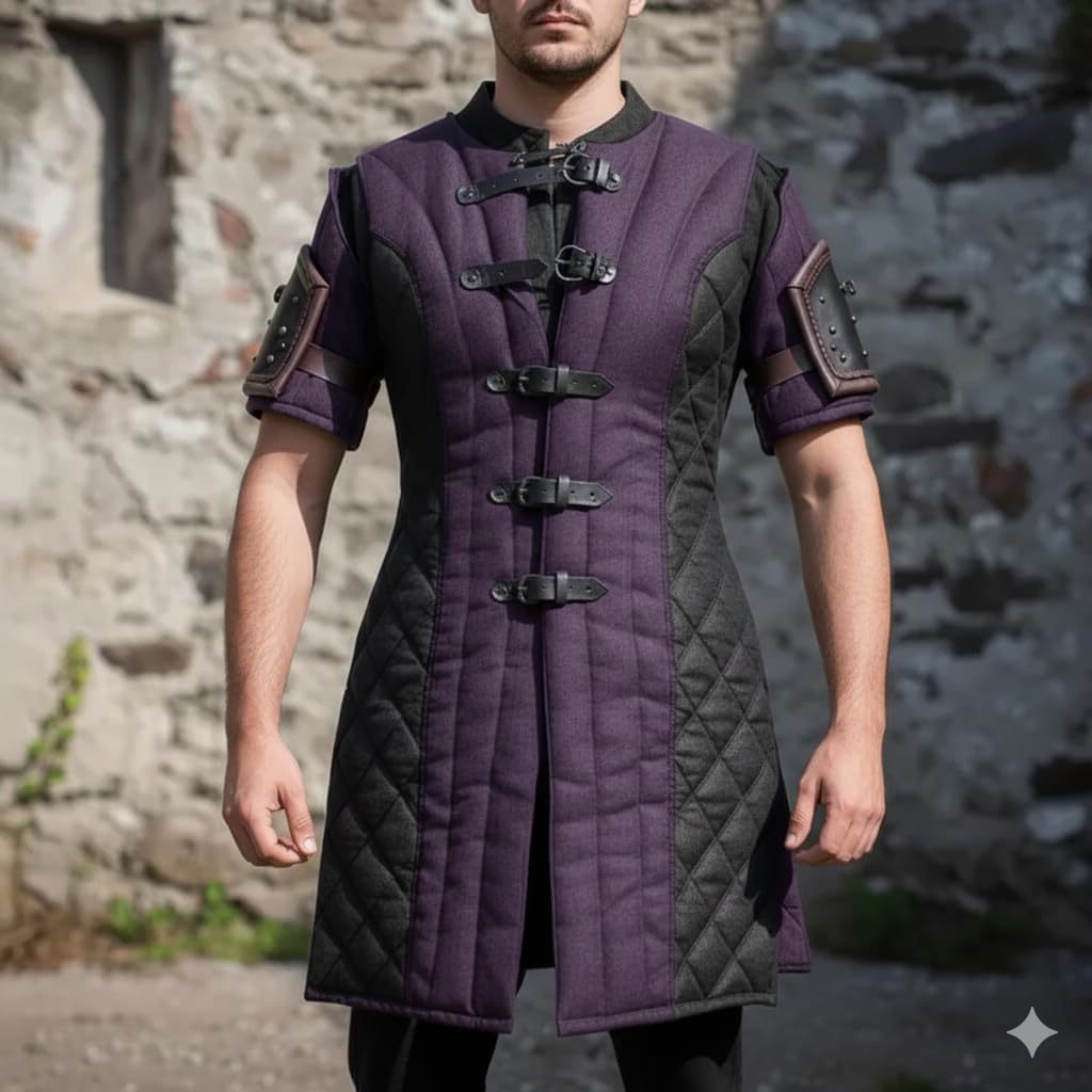 Medieval GAMBESON ARMOR Costume Gambeson Free Leather Arm Guard Reenactment Roman