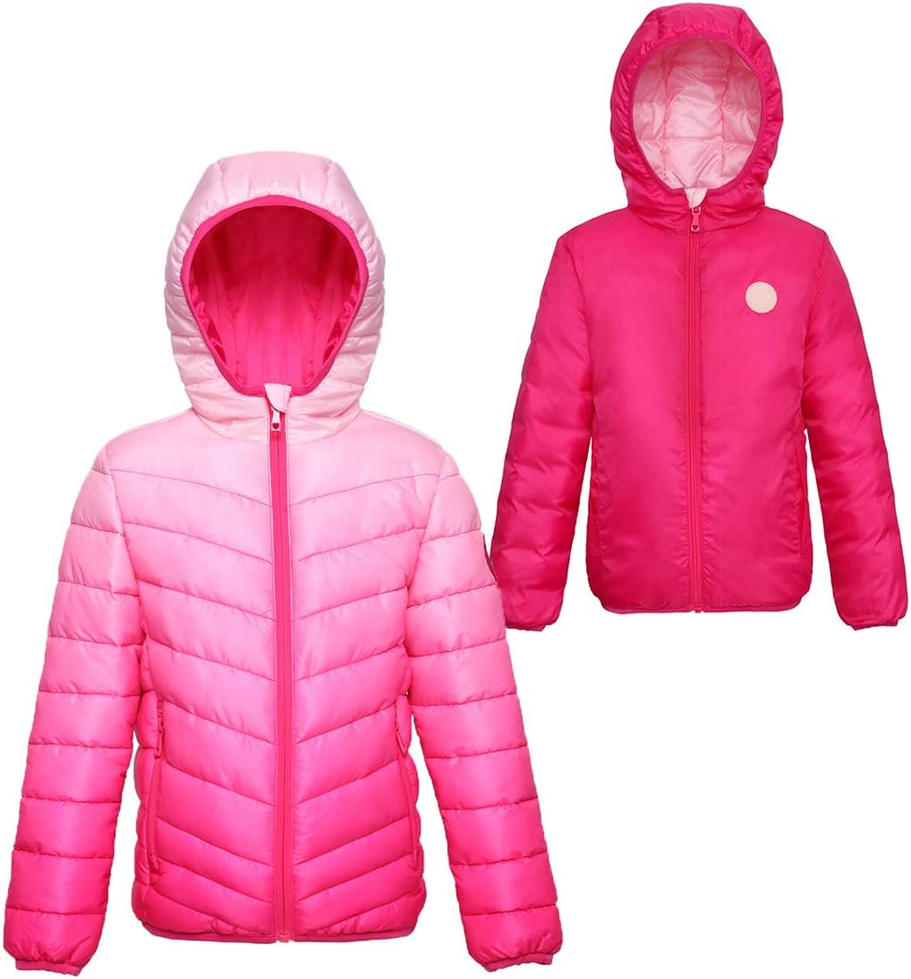Rokka&Rolla Girls' Reversible Lightweight Puffer Jacket Hooded Water-Resistant Winter Coat - Image 4