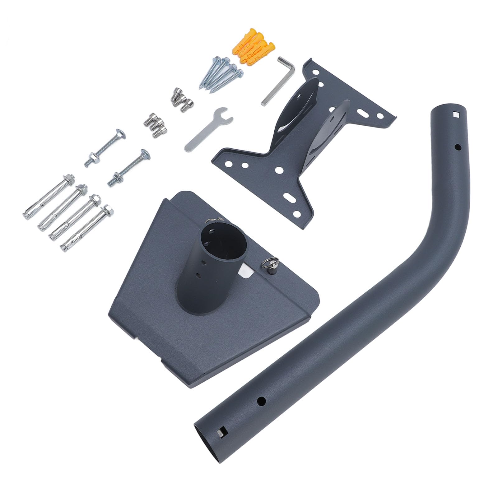 ASHATA Kit di montaggio in ferro e lega di alluminio di alta qualità per antenna parabolica Gen 3, palo con tubo curvo da 45,7 cm con base versatile, opzioni complete di viti per l'installazione