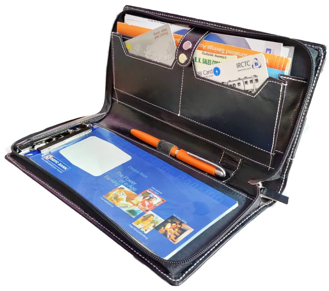 PAREEK Leather Men Expanding Files & Wallets(black)