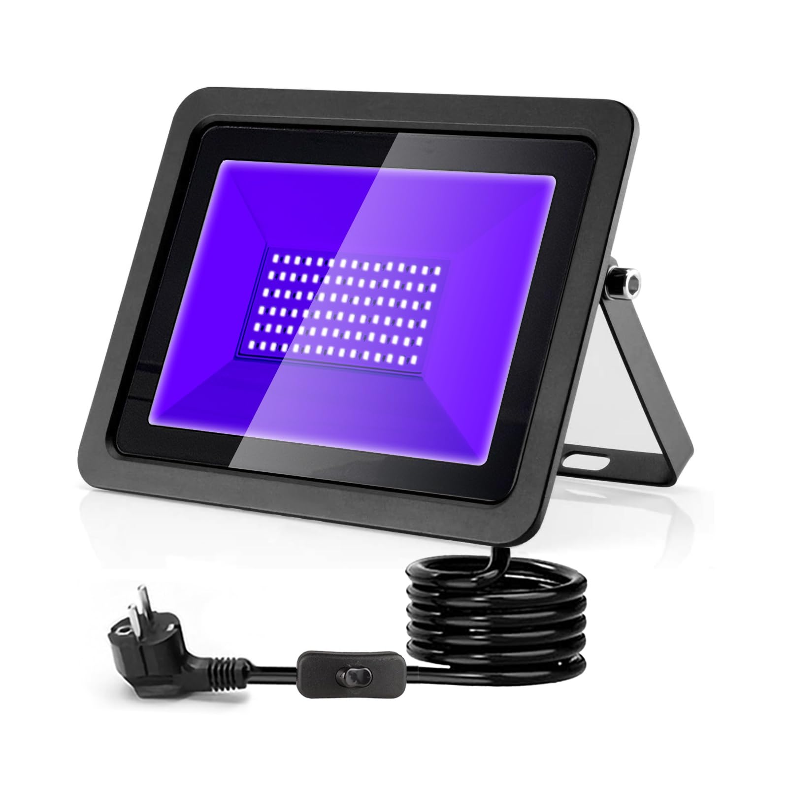 CREATESTAR LED Luce Nera 100W 1 Pezzi, 365nm Faro UV LED IP66 Impermeabile Faretto, Lampada per Festa Glow Poster Fluorescente Halloween Acquario Bar Discoteca