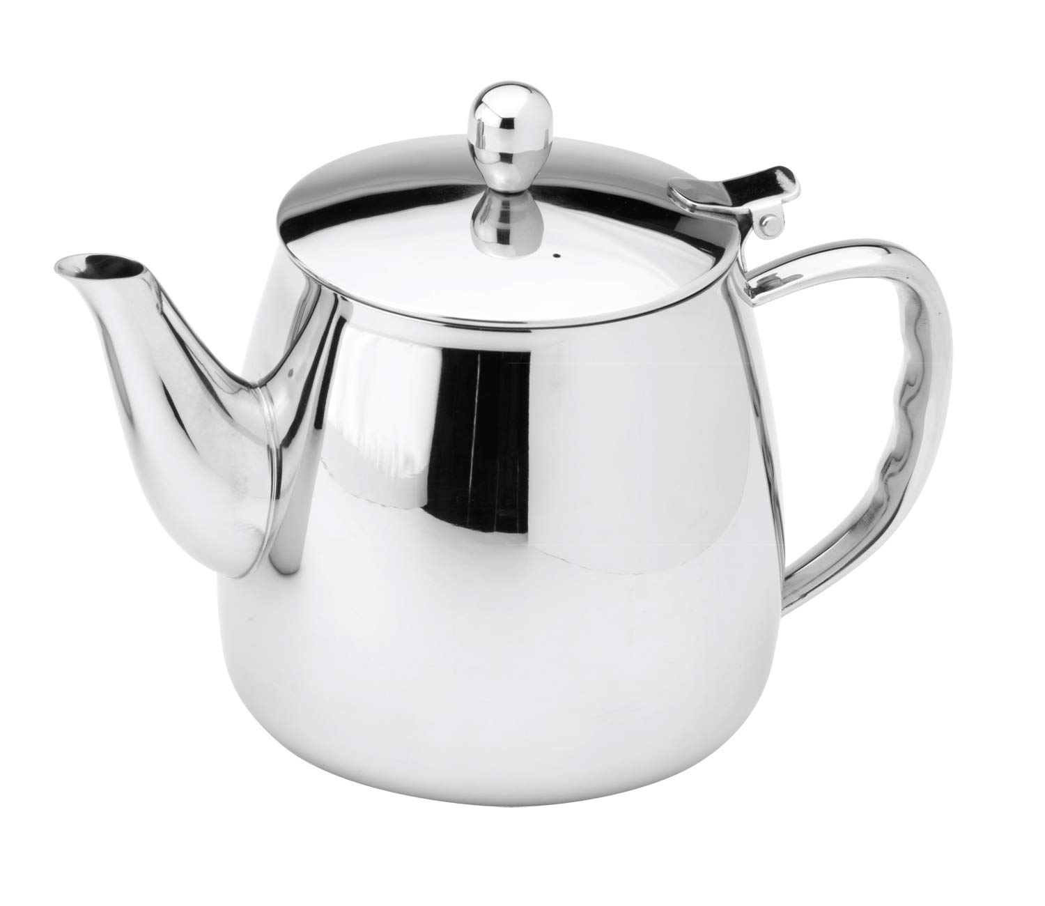 Café StalBx Series 18/10 Classic Stainless-Steel Tea Pot with Cool Touch Hollow Handles, Mirror Polished, 50oz