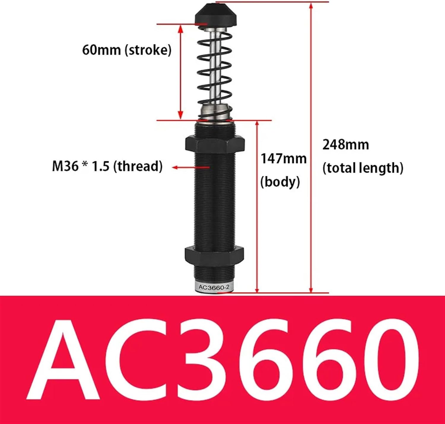 Hydraulic Buffer Adjustable Hydraulic Damper Manipulator AC0806 1007 1210 1416 2016 2525 2725 3660 1Pcs(AC3660)