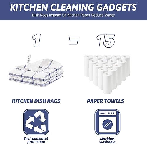Miniatura 5 de Nialnant Trapos de limpieza de cocina de rizo de algodón 100%, paños suaves y absorbentes para lavar platos, toallas de cocina de secado rápido, 12