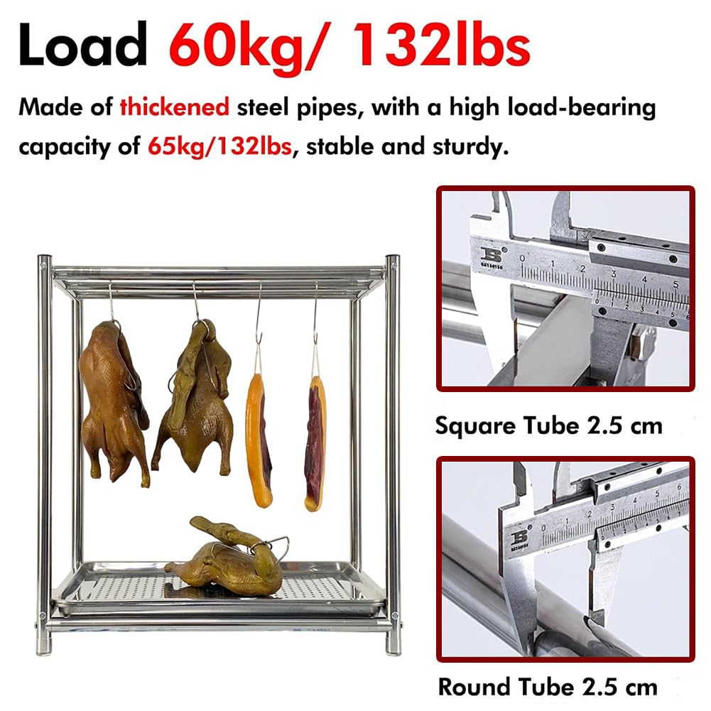 Griglia per arrosto in acciaio inox per salumi e anatra, griglia per asciugare la carne con 10 ganci, accessorio essenziale per cucine moderne