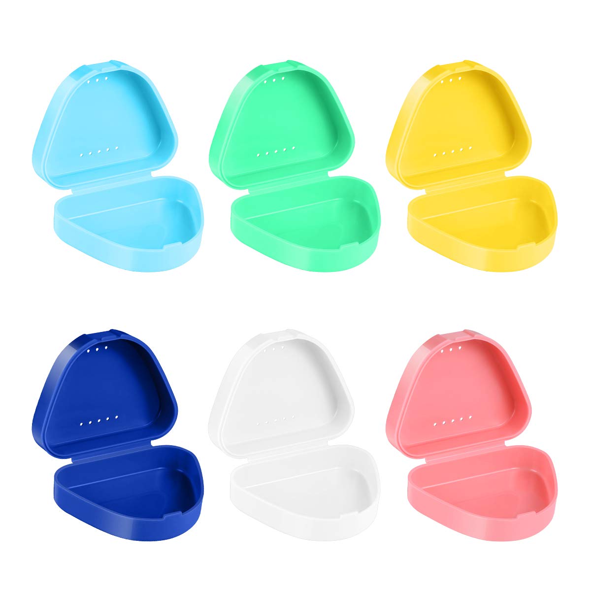 Healifty Retainer Case with Vent Holes 6 Packs - Durable Mouth Guard Case Easy to Carry & Use, Tight Snap Lock Denture Case for Carrying and Protecting Braces, Dentures & Aligners