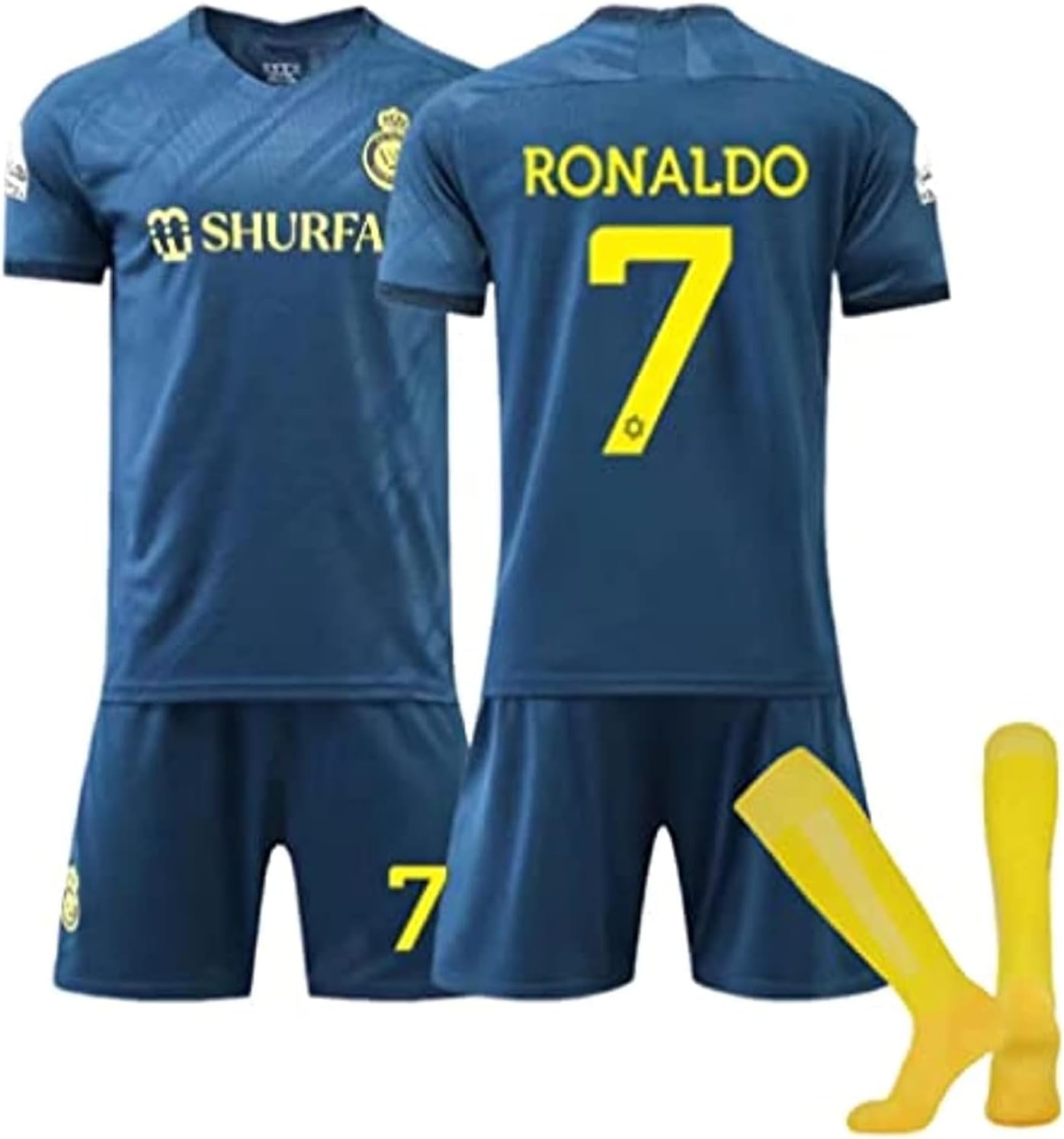 JarttarnKids Soccer Jerseys Ronaldo No #7 Nassr Riyadh Football Soccer Jersey/Shorts Socks Gift Set Youth Sizes