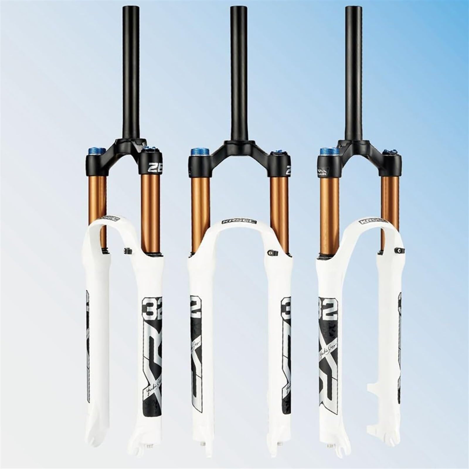 Fourche Avant Ultra-légère pour VTT, débattement de 120 mm, Pivot Droit sans Filetage de 28,6 mm, Blocage Rapide, axe traversant 9 x 100 mm.