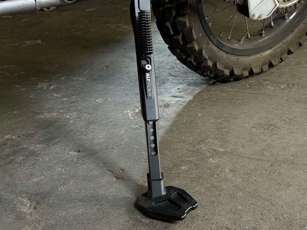 AltRider Adjustable Motorcycle Stand Compatible with Honda CRF300L/ CRF300 Rally/ CRF300LS (2021-current) Heavy Duty Kickstand with Enlarged Convex Foot - Supports 7 Heights with Corrected Lean Angle
