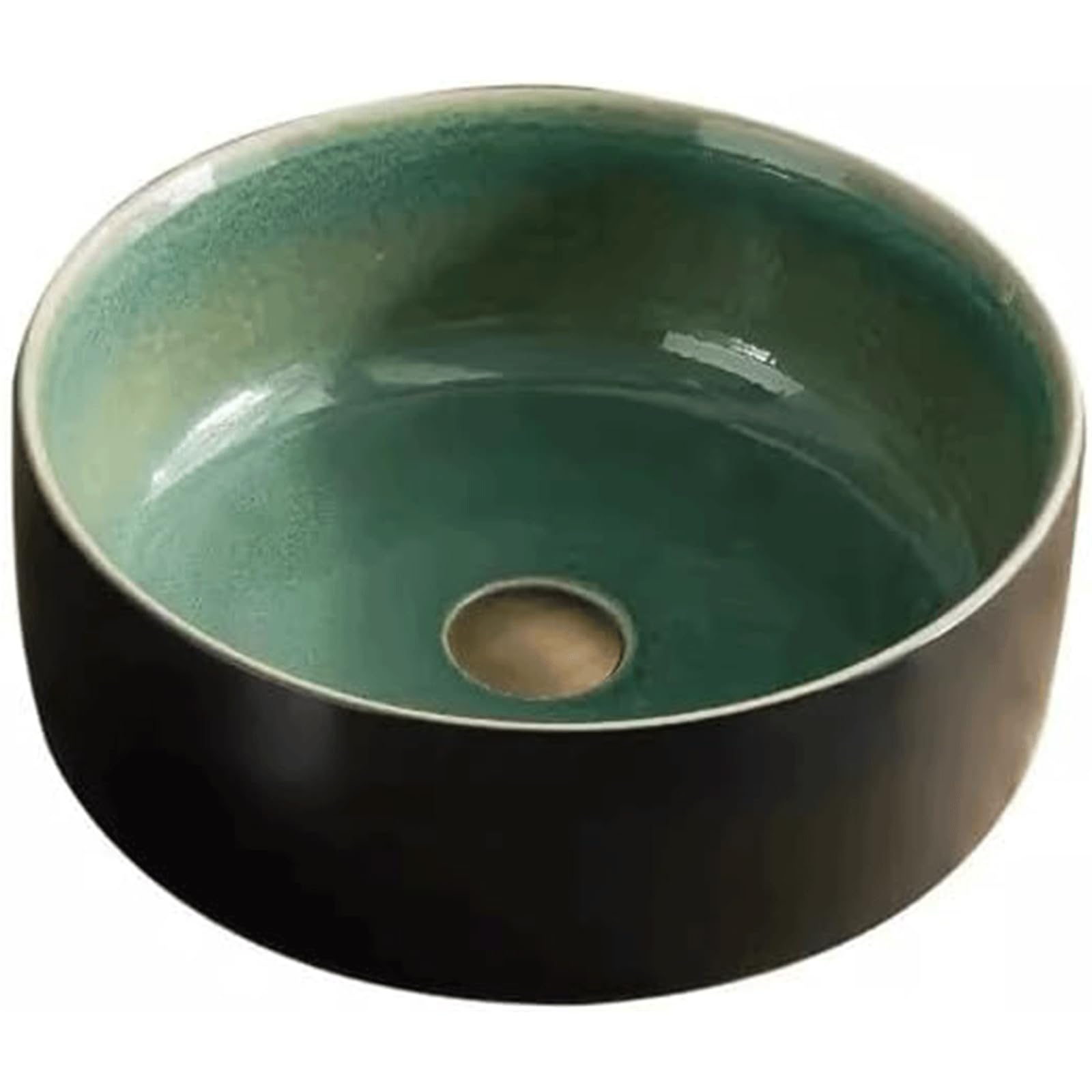 Gljtuo Above Counter Basin Round Above Counter Vessel Sink Ceramic Bathroom Sink No Splashing Countertop Sink Modern Luxurious Design Single Basin