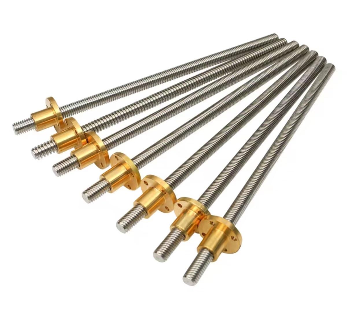 Varillas roscadas y husillos, Tornillo de avance T12 de 12 mm SS, paso de 2 mm, avance de 12 mm, 100-650 mm con tuerca de latón, varilla trapezoidal de 2 piezas(450mm)