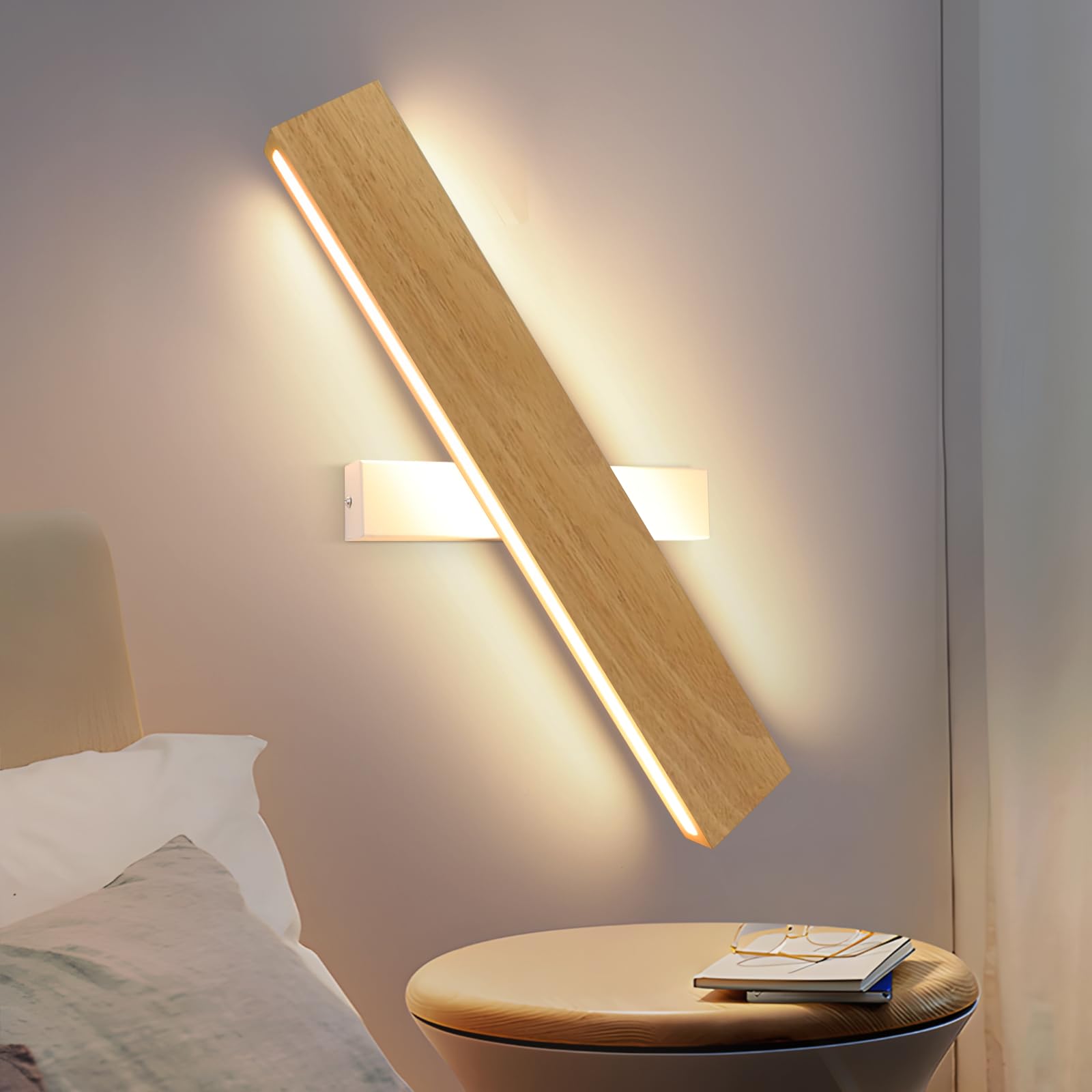 ZMH LED Lámpara Interior - 52CM Madera Moderna Pasillo Arriba Abajo Diseño 17W Escalera Lámpara Indirecta 3000K Blanco Cálido Iluminación para Sala de Estar Dormitorio Pasillo Escalera