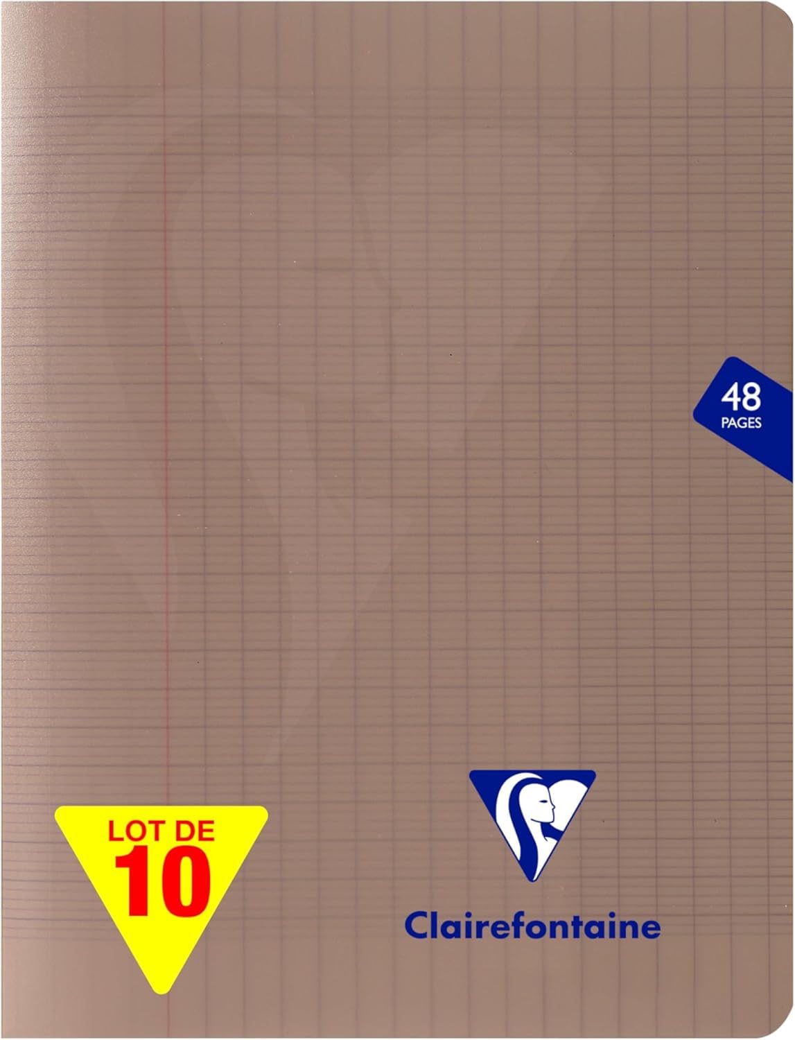 Clairefontaine 363751CPack One Set of 10 Grey Mimesys Stapled Notebooks - Dimensions: 17x22 cm - 48 Seyes Ruled Pages - 90 g White Paper - Polypro Covers