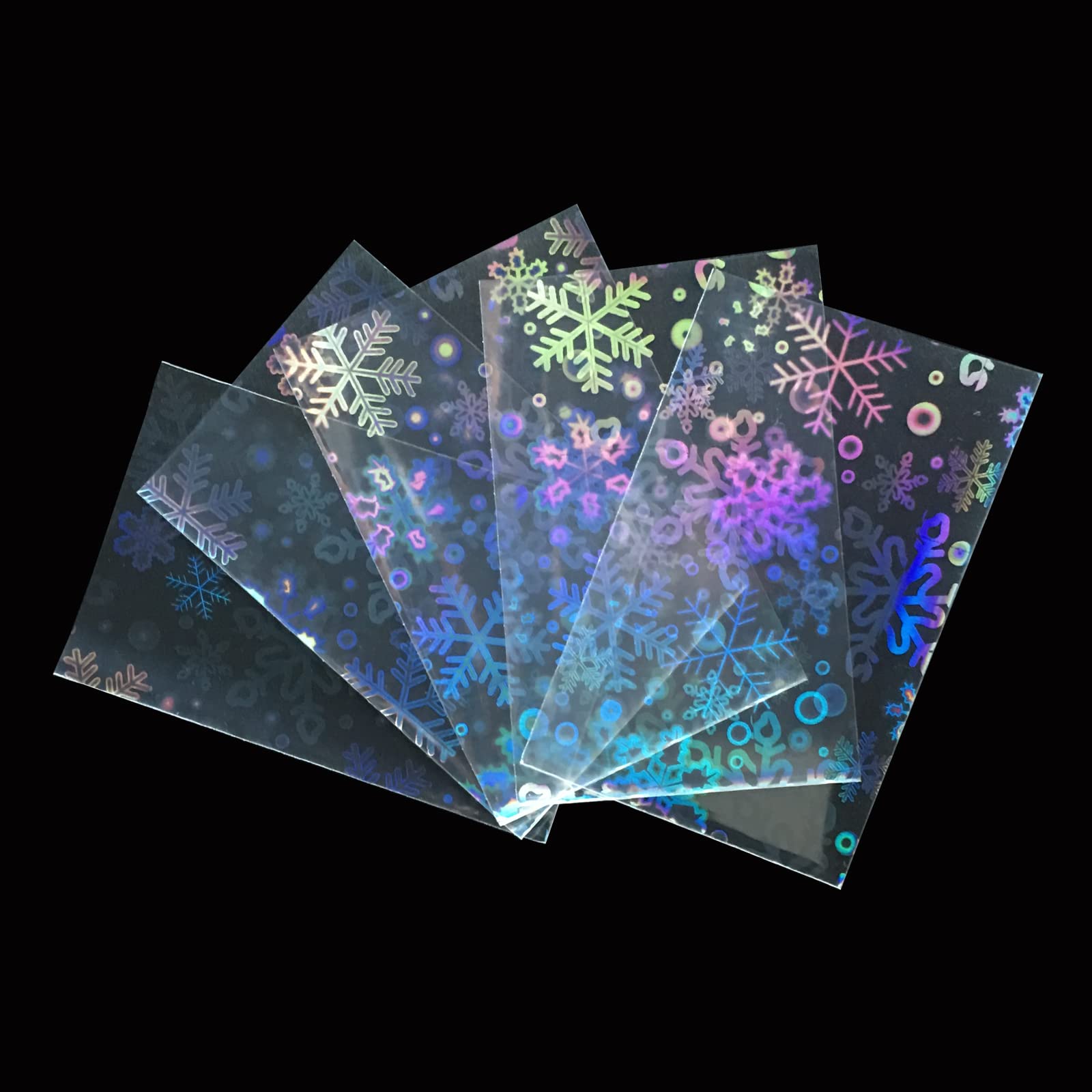 AEGIS 100 Snowflake Shape Kpop Photocard Sleeves Trading Card Sleeve Laser Transparent Protective Sleeves Board Game Card Film Protective Sleeves for Photocard Baseball Yu-Gi-Oh Cards, 56x88mm