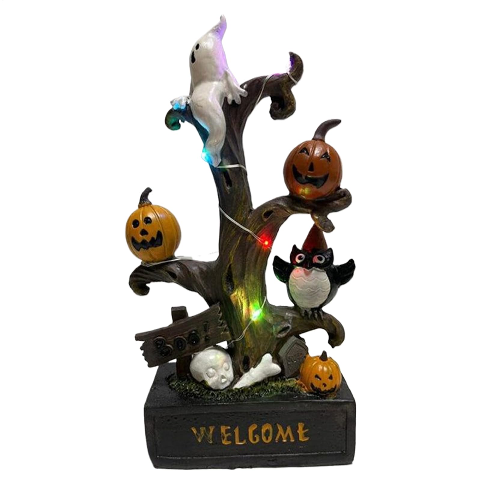 Sculpture d'Halloween fantôme avec lumière pour décoration de cheminée