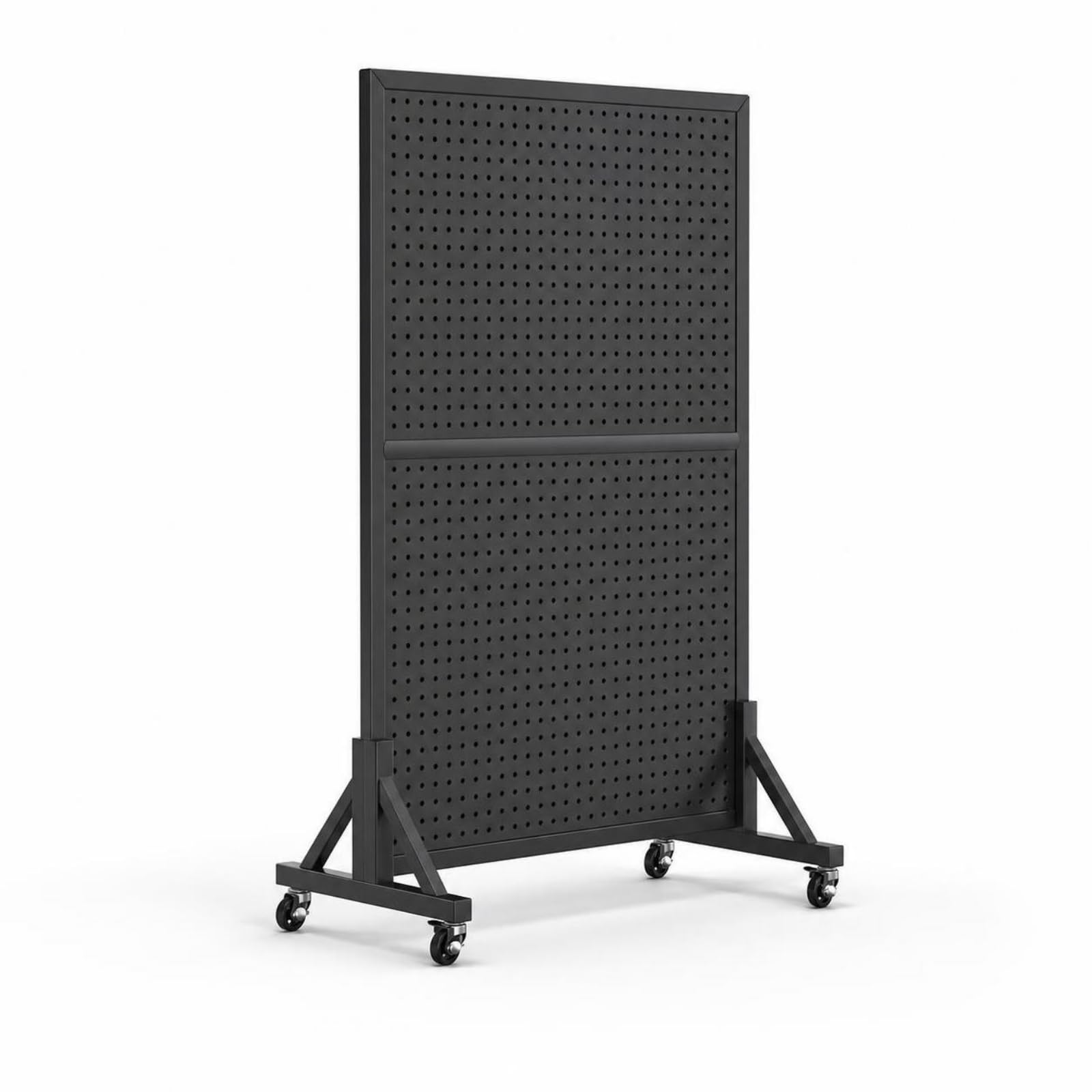 Pannello Forato con Ruote Autoportante Pannello Espositivo Mobile Multiuso Espositore a Griglia con Ruote per Negozianti, Commercianti, Negozio, Nero, 100 160