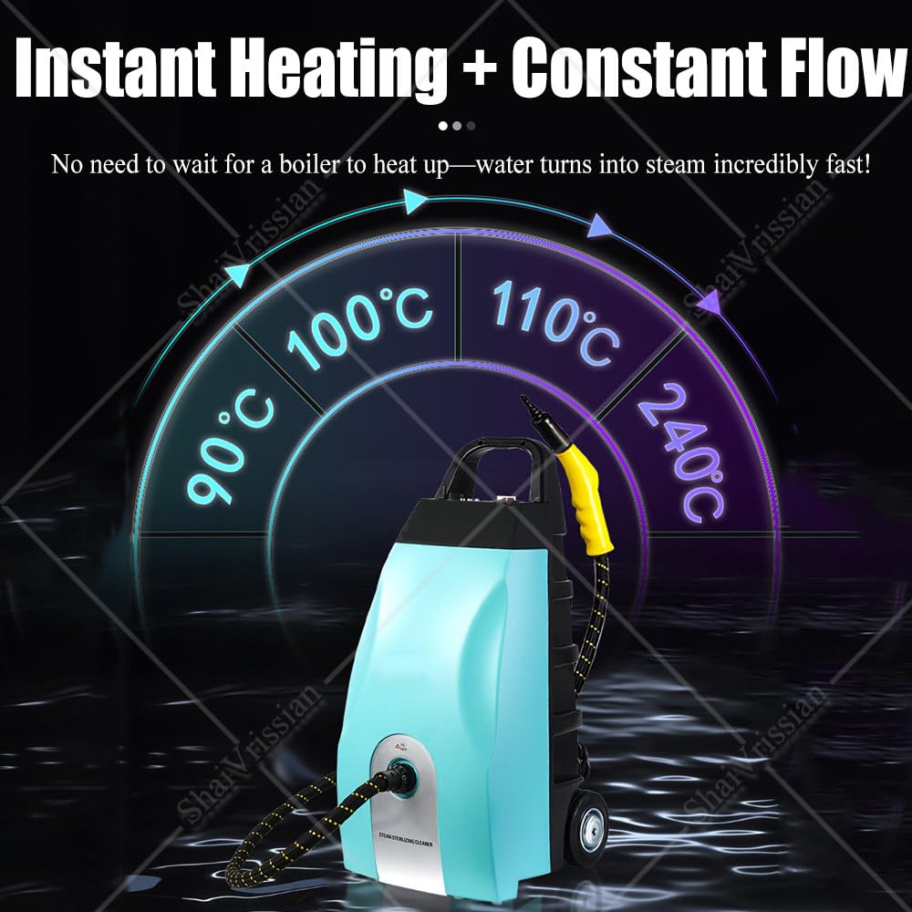 Limpiador a Vapor Comercial Alta Potencia,Hidrolimpiadora a Vapor Portátil Mano,Vapor Continuo,Calentamiento Rápido,para Restaurantes,Coches,Azulejos Y Tapicerías Yellow