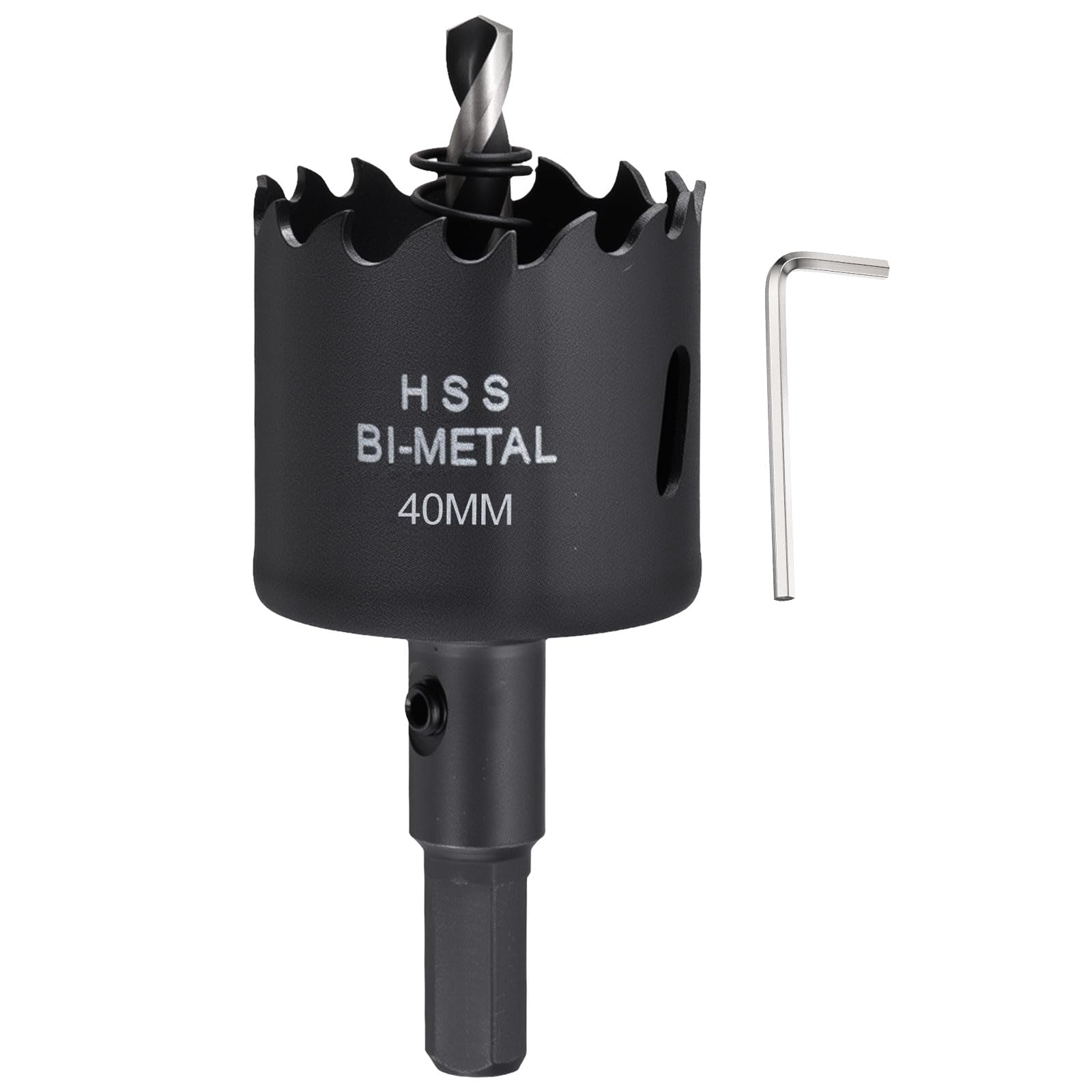 CoCud 1-9/16"(40mm) Hole Saw, M42 Bi-Metal Hex Shank Hole Cutters Drill Bit with Spring - Cutting Tool for Thick Metal Board Alloy Steel Plate. Black