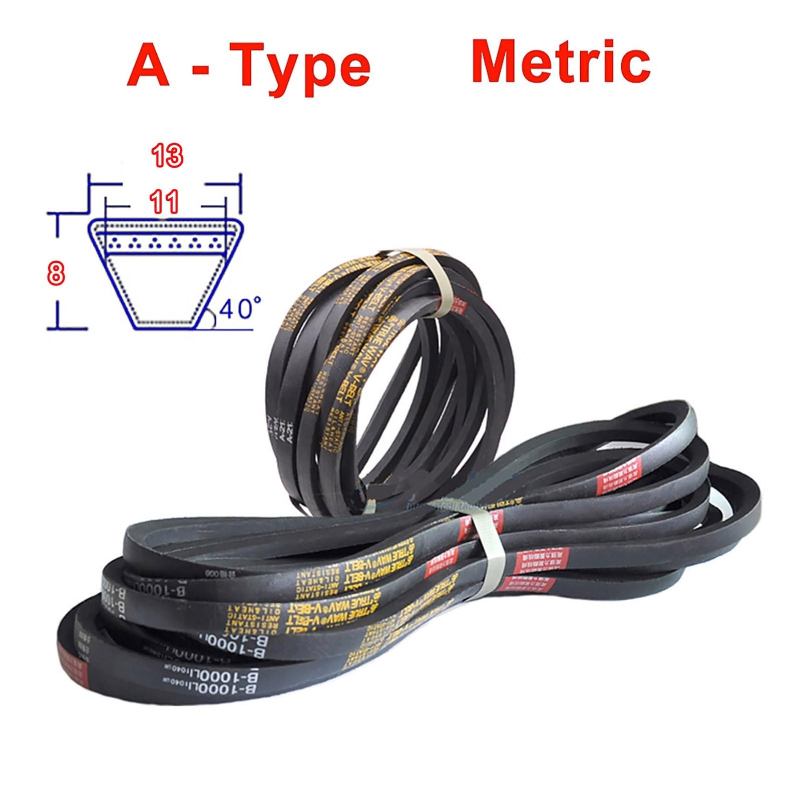 1/2/5 Pezzi Cinghia trapezoidale a Sezione Triangolare A-500 mm ~ A-1000 mm for Attrezzature automobilistiche, Attrezzature agricole meccaniche(A-850mm,5pcs)