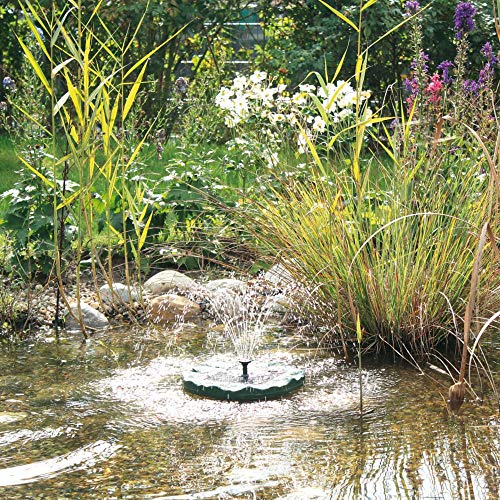 Pontec 40280 PondoSolar Lily Island, grün - Solarwasserspielpumpe mit Akku, Wasserspiel, Solarfontäne, Solarstromsystem, Teich, Kleingarten
