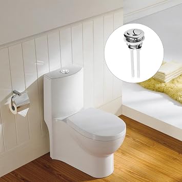 Dual Toilet Flush Buttons Replacement, Toilet Push Button Flush Replacement,for Toilet Closestool Cistern Replacement Accessories (Silver 3.8CM)