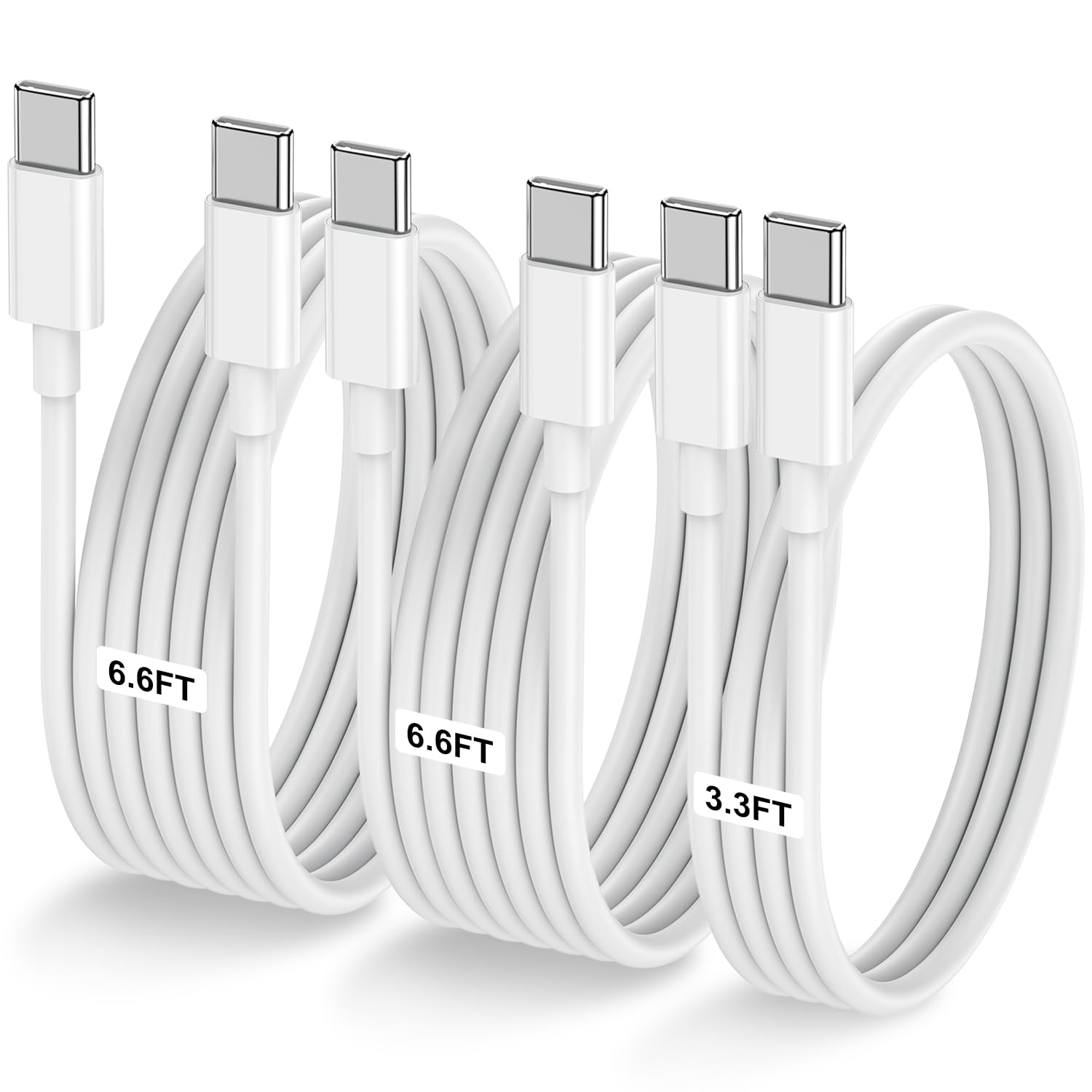 3-Pack [3.3FT+6.6FT+6.6FT] 60W USB C to USB C Cable, Type C to Type C Cable,Fast Charging Cable for iPhone 15/15Plus/15 Pro/15Pro Max，for Galaxy S24 S23, iPad Pro, MacBook Air and More