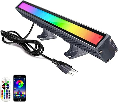 48W LED RGB Color Changing Flood Light, Wall Washer Light Bar with Remote Control & APP Control Timing Memory, IP66 Waterproof for Outdoor Indoor Christmas Events Illuminattion Decoration