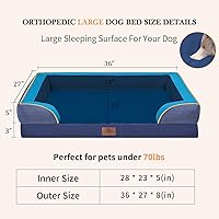 Vista 62 de Comfort Expression Cama ortopédica para perros extra grandes de 45 x 35 pulgadas, cama para mascotas XL de espuma tipo caja de huevos impermeable