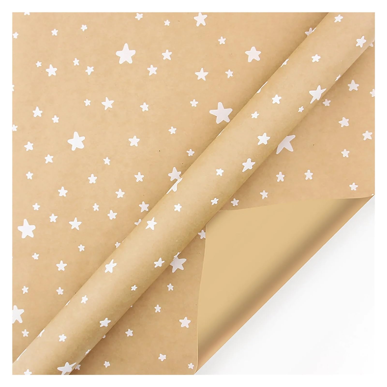 1pc Single-Sided Christmas Wrapping Paper Classic And Other Pattern Kraft Printed Present Giving Holiday(Star)