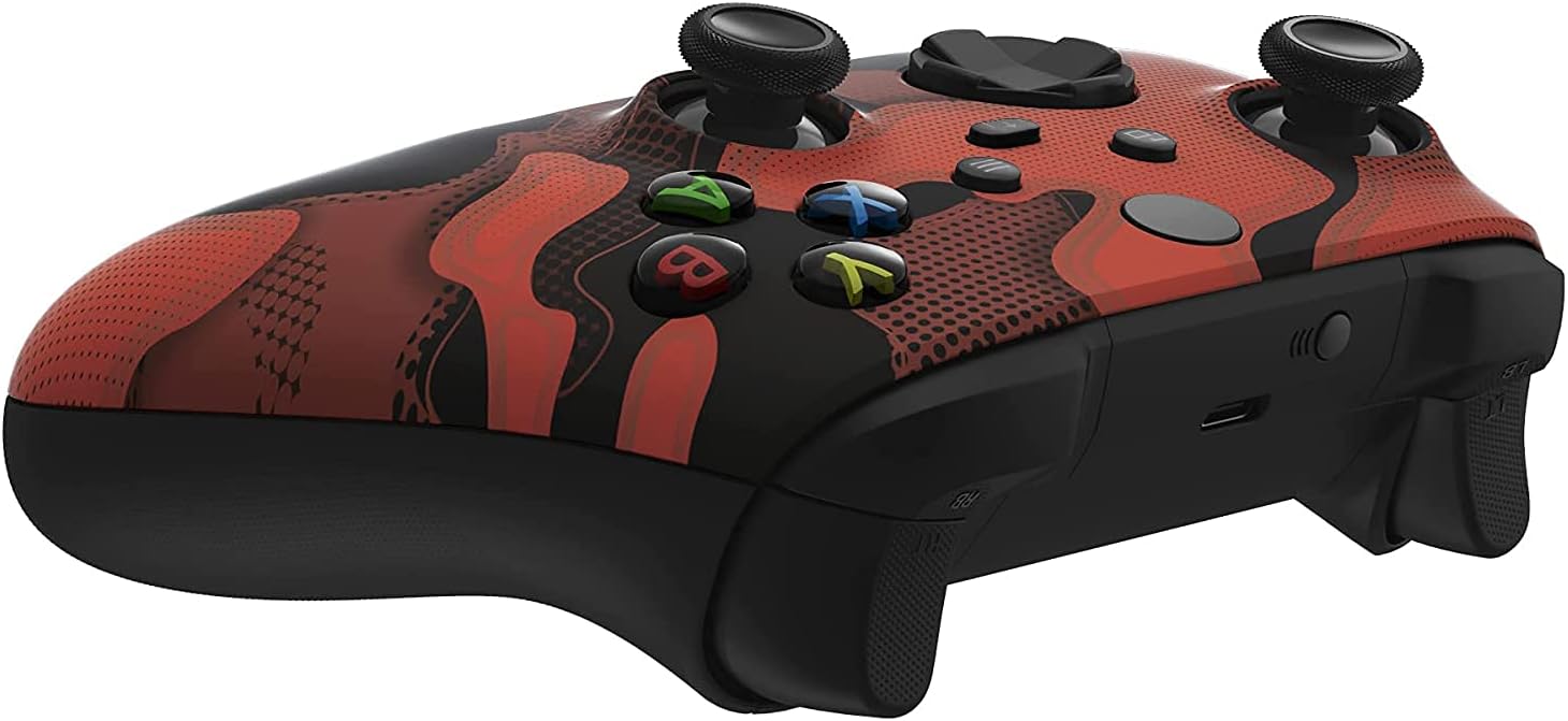 Custom Controllerzz Red Camo Controller Bundle – Includes Red Camo Custom Wireless Controller for Xbox Series X/S, Xbox One, PC & Braided USB-C Cable & Universal Protective Case