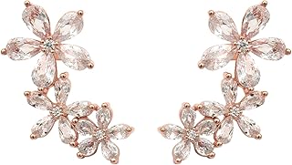 MAIRA Rose Gold Marquise Swiss Zirconia 925 Sterling Silver Floral Studs Earrings for Women/Gifts for Girls Price In India