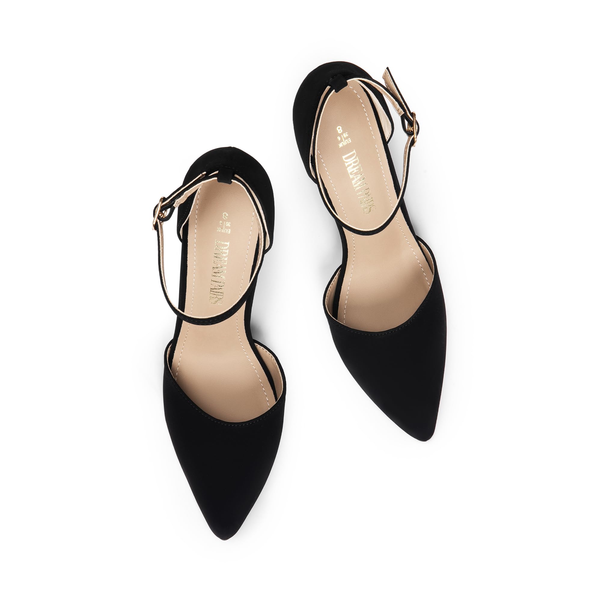 DREAM PAIRS Women's Oppointed-Lacey Pointed Toe Ankle Strap High Heel Stiletto Pumps Wedding Dress Shoes: 8 Black/Nubuck