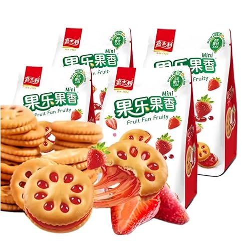 クッキー お菓子 果実香り豊か サクサク食感 シャトレーゼ 中華食材 ジャム入りビスケット カジュアルスナック ?袋即食 カジュアルおやつ 間食 外装ランダム発送 A(ストロベリー味 85g*15袋)