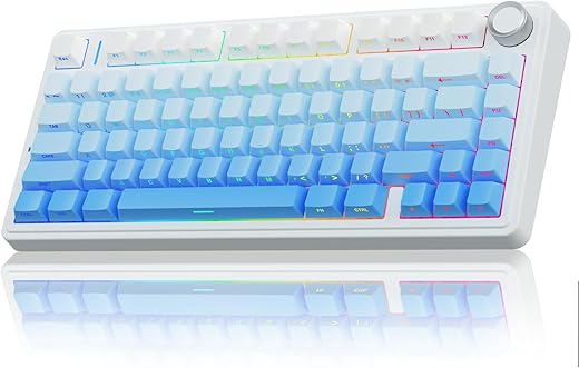 AULA F75 Mechanical Keyboard Gaming, 2.4 GHz/Type-C/BT5.0 Wireless Gaming Keyboard 75 Percent, Side Engraved, Structure of Seal, Hot Swappable…