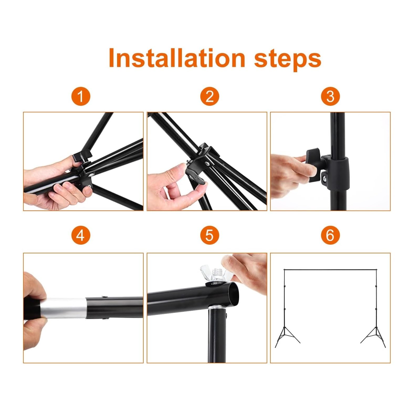 KingSaid 2x2 m Support de Fond Réglable, Professional pour Fond Studio Photo, Solide et Portable, Sac de Transport Inclus, Convient pour Photographie, Diffusion en Direct, Mariage, etc. (2x2m)