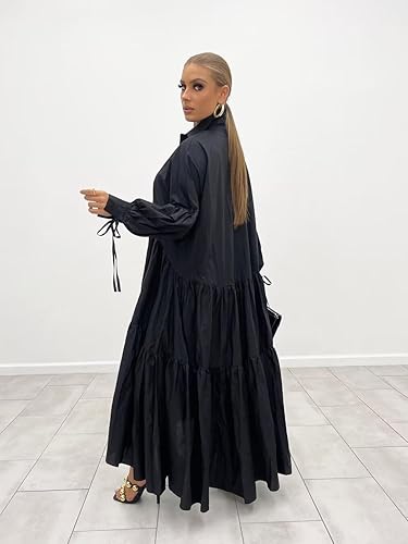 Miniatura 3 de Vestido maxi camisero de manga larga para mujer, elegante vestido de fiesta suelto con botones