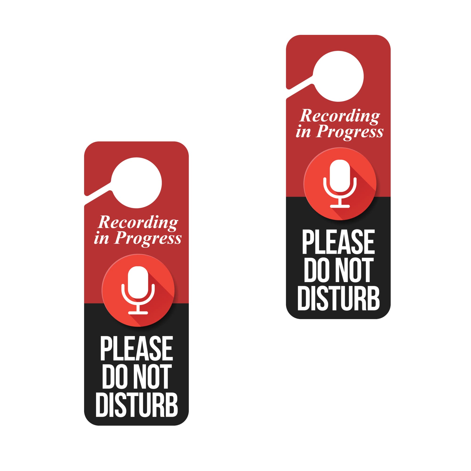 Baby Marley Recording in Progress Do Not Disturb Door Hanger Sign (2), Red and Black, 9.3 x 3.5in