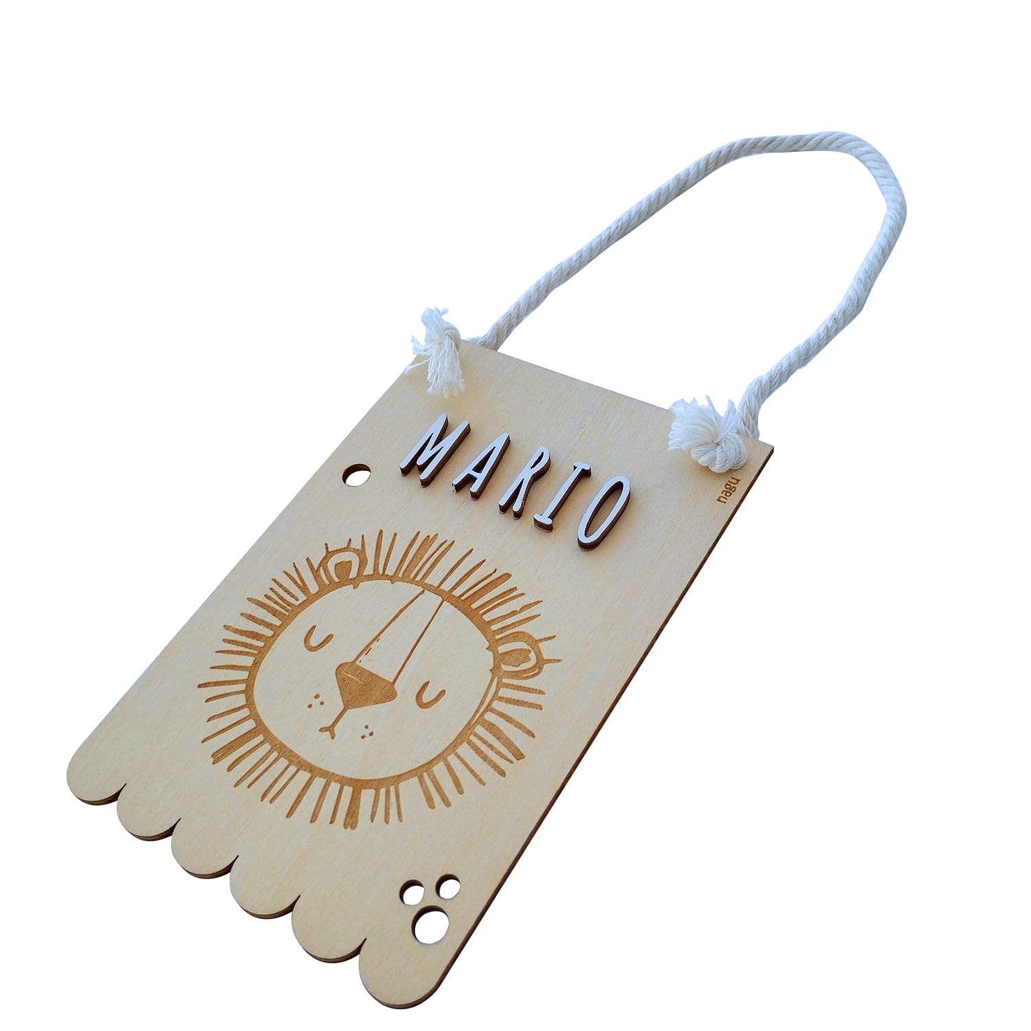 nagu® Banderín de Madera Infantil con Animales 10x15 cm | Incluye Letras Adhesivas para Nombres Personalizados | Guirnalda Decorativa para Habitación Bebé Niño o Niña | Regalo Bebé Personalizado