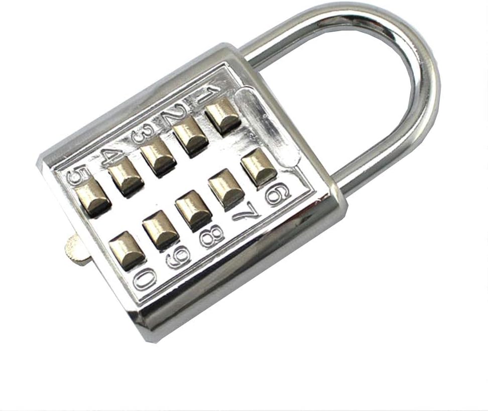 10 Digit Push Button Combination Padlock, 5 Digit Locking Mechanism