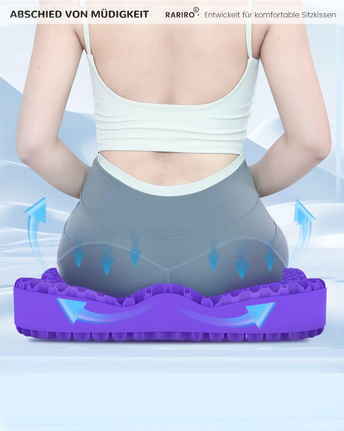 Coussin Gel Ergonomique, Respirant, Répartit Pression,Violet,50cm