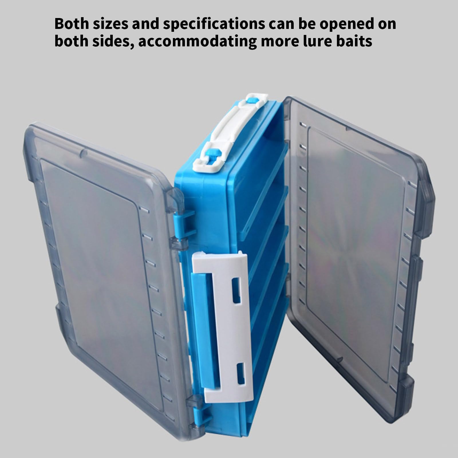 Caja de aparejos de doble cara para transportar señuelos de pesca transparentes, caja de almacenamiento, organizadores de aparejos de pesca, herramienta impermeable