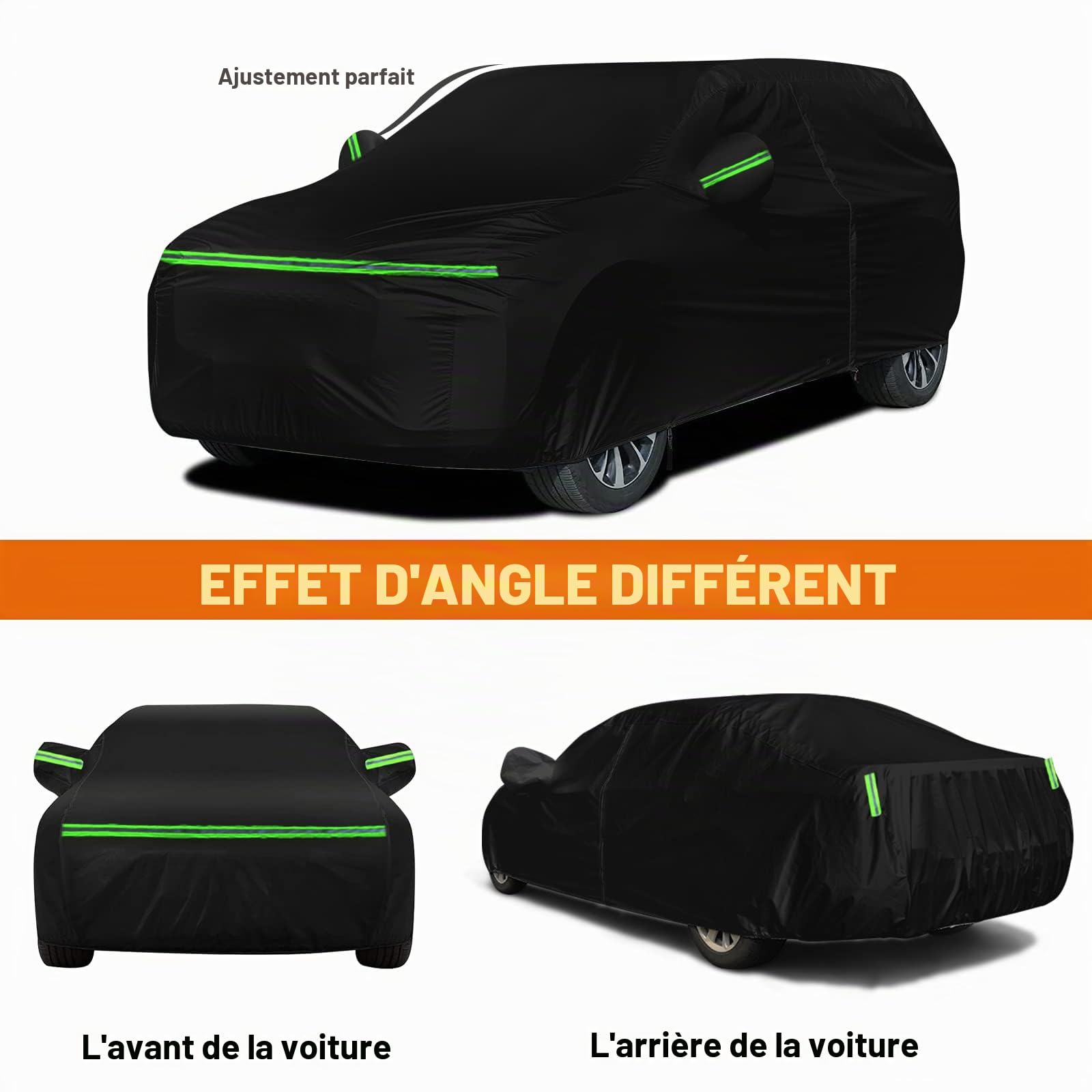 Bâche Voiture Étanche Compatible avec 2011-2024 Kia Sportage SWB SUV, Housse de Voiture complète Housse Voiture Extérieur Respirante avec Fermeture éclair de Porte et Bandes Coupe-Vent