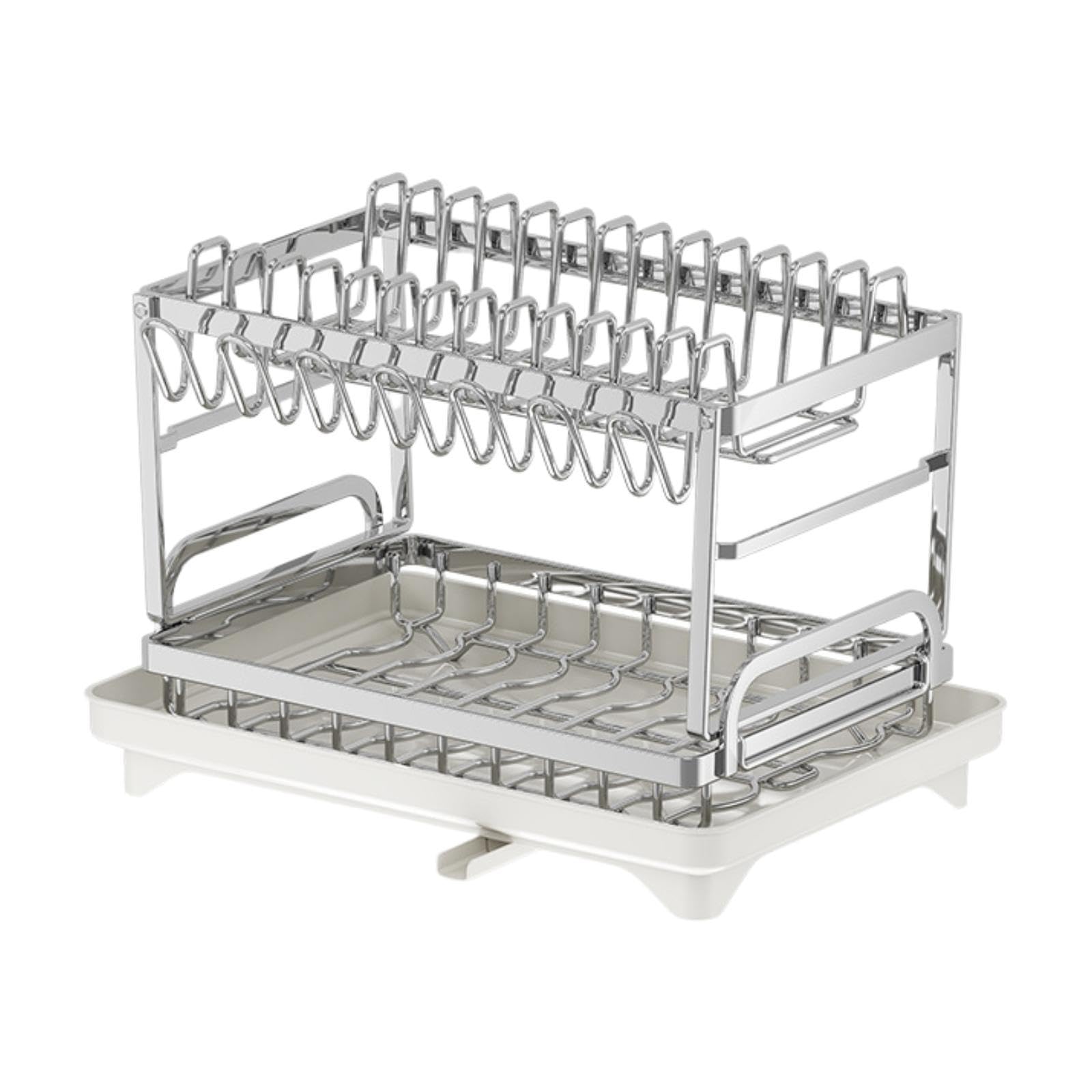 Escurridor de Platos Rejilla de Drenaje Organizador de Cocina Y Soporte para Tazones con Construcción Robusta de Acero Inoxidable Adecuado para Famil