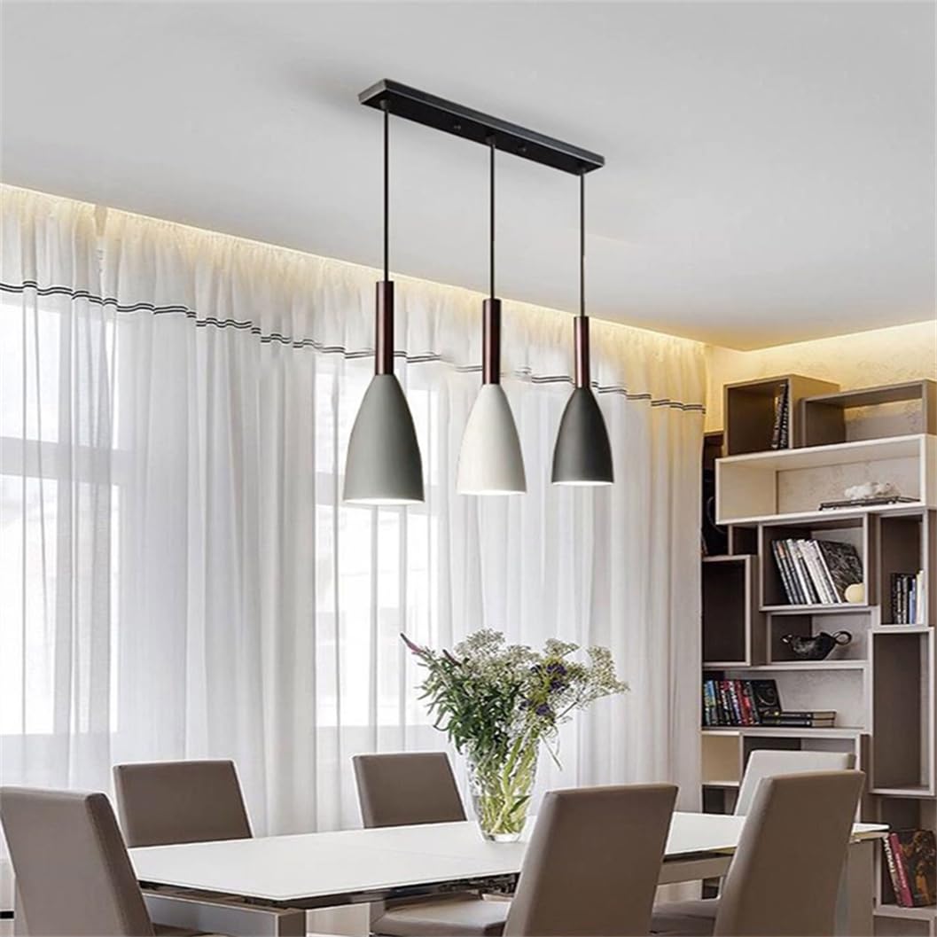 Lámpara Colgante Lineal De Hierro De 3 Luces Con Pantalla Negra Envejecida 15,7", Estilo Industrial Moderno De Granja, Altura Ajustable, Bombillas E26, Lámpara De Techo Para Isla De Cocina