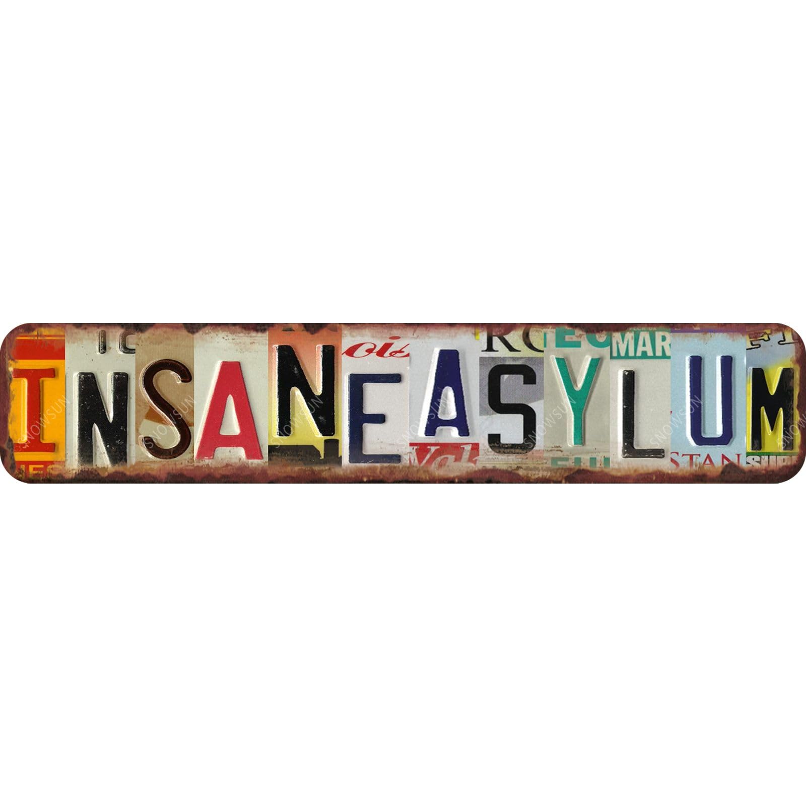 Insane Asylum Funny Metal Tin Signs Street Sign Wall Decor for Home Bar Cafe Pub Garage Man Cave 4x16 Inch