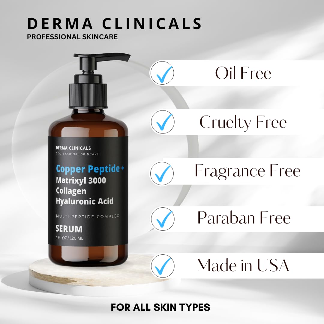 Amazon.com: Copper Peptide + Matrixyl 3000, Collagen, Hyaluronic Acid Serum  for face, Multi Peptide Firming and Plumping Serum, Anti-Wrinkle,  Anti-Aging Face Serum - 4oz : Beauty & Personal Care