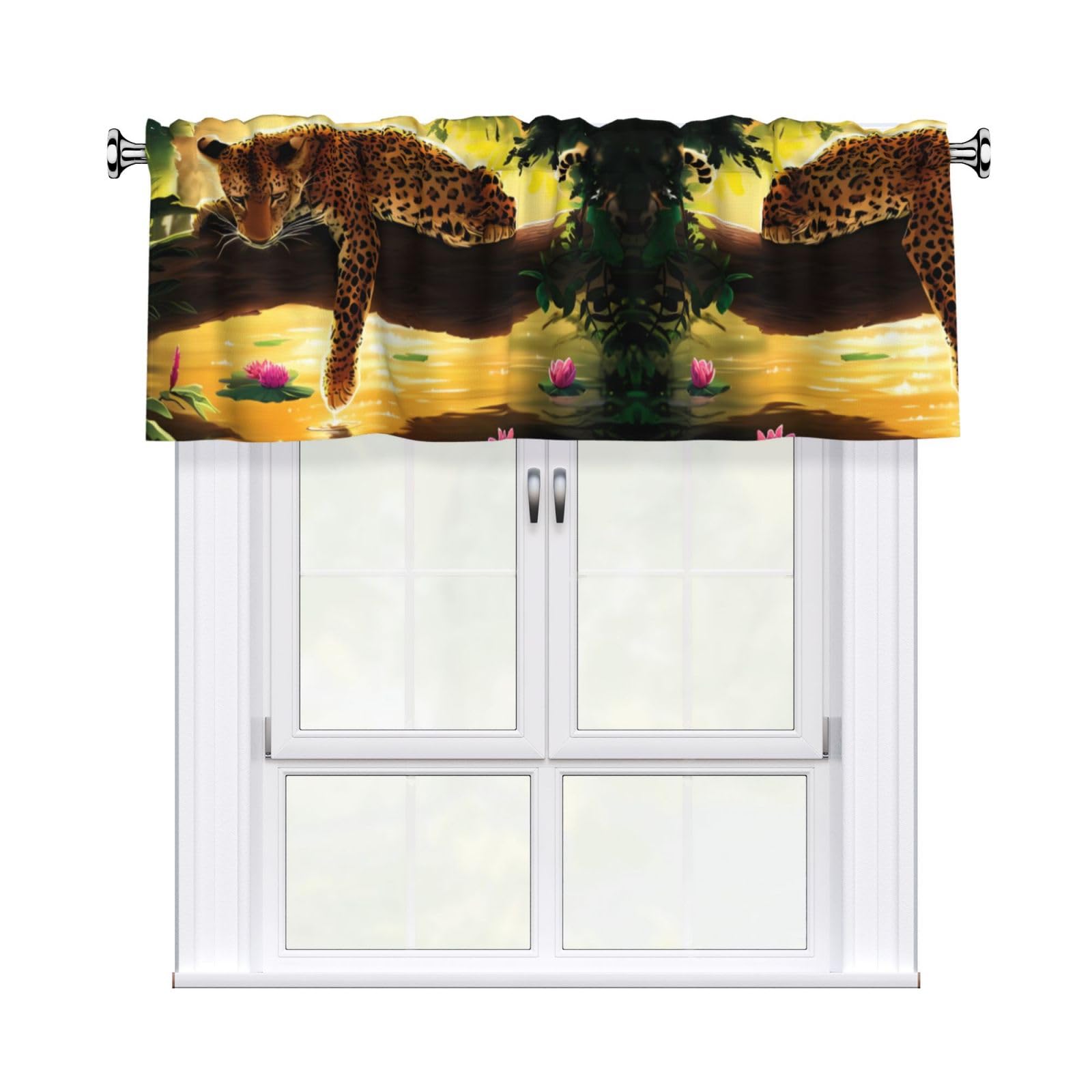 YYHHAOFA Animals Tiger Prints Durable Kitchen Window Layer – 54x18 Inch 100% Polyester Valance with Precision Construction
